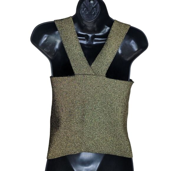 Gianni Bini Metallic Stretch Crop Top Size Medium - Picture 3 of 7